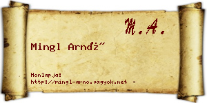 Mingl Arnó névjegykártya